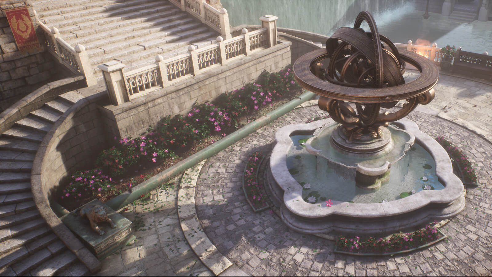 Plaza with fountain