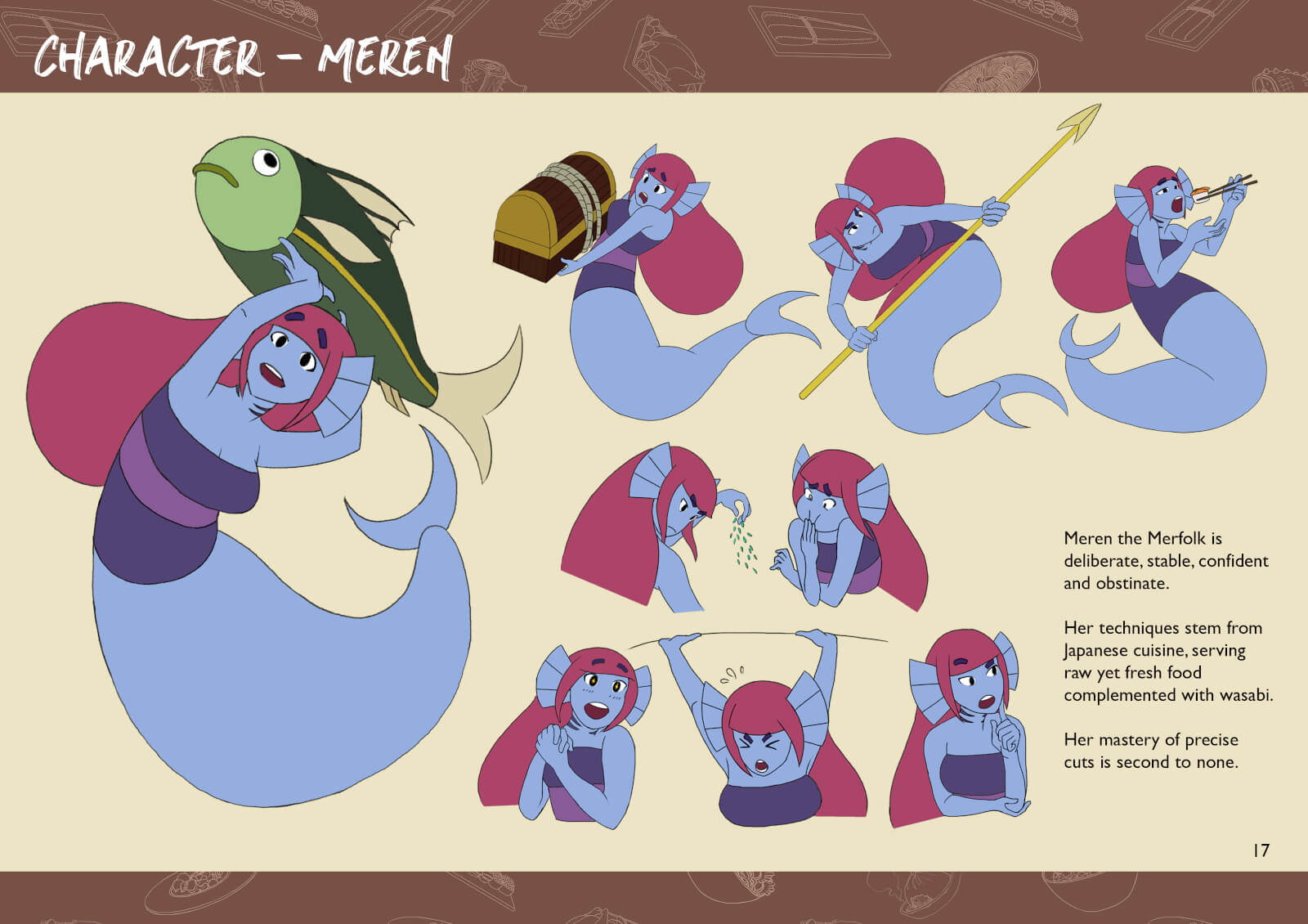 Mermaid characters in various action poses