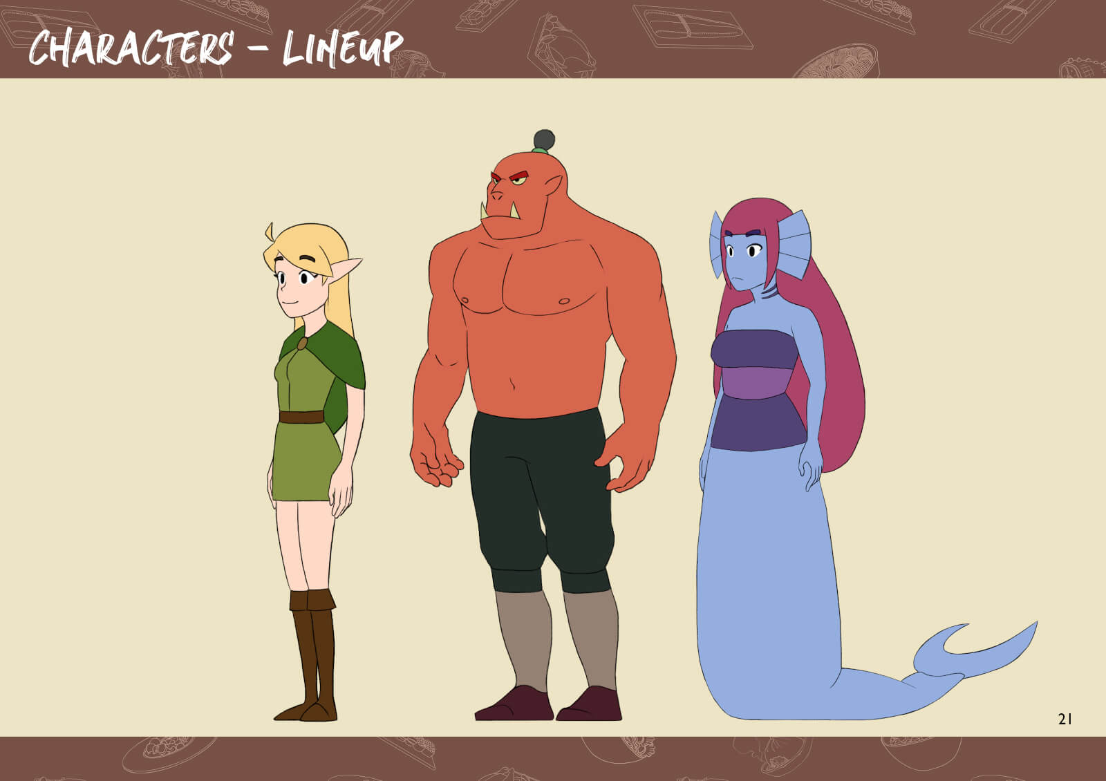 Elf, orc, and mermaid