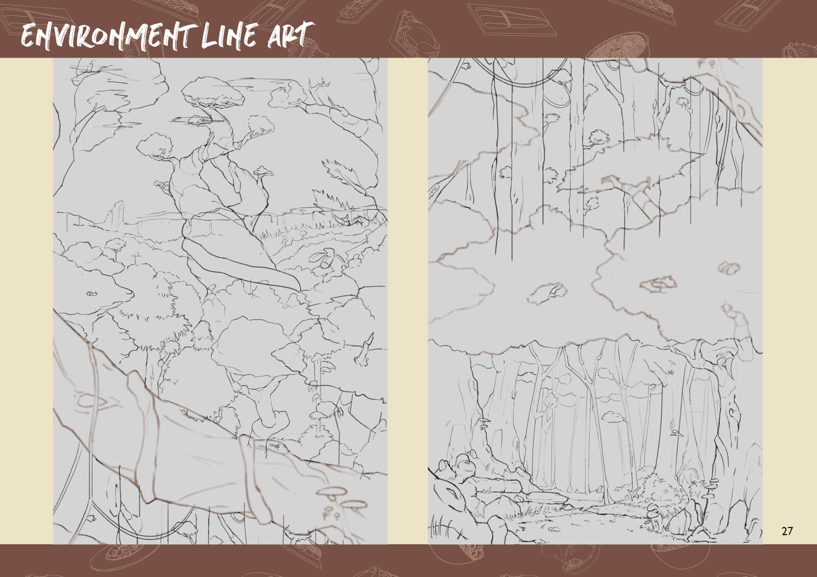 Forest environment line art