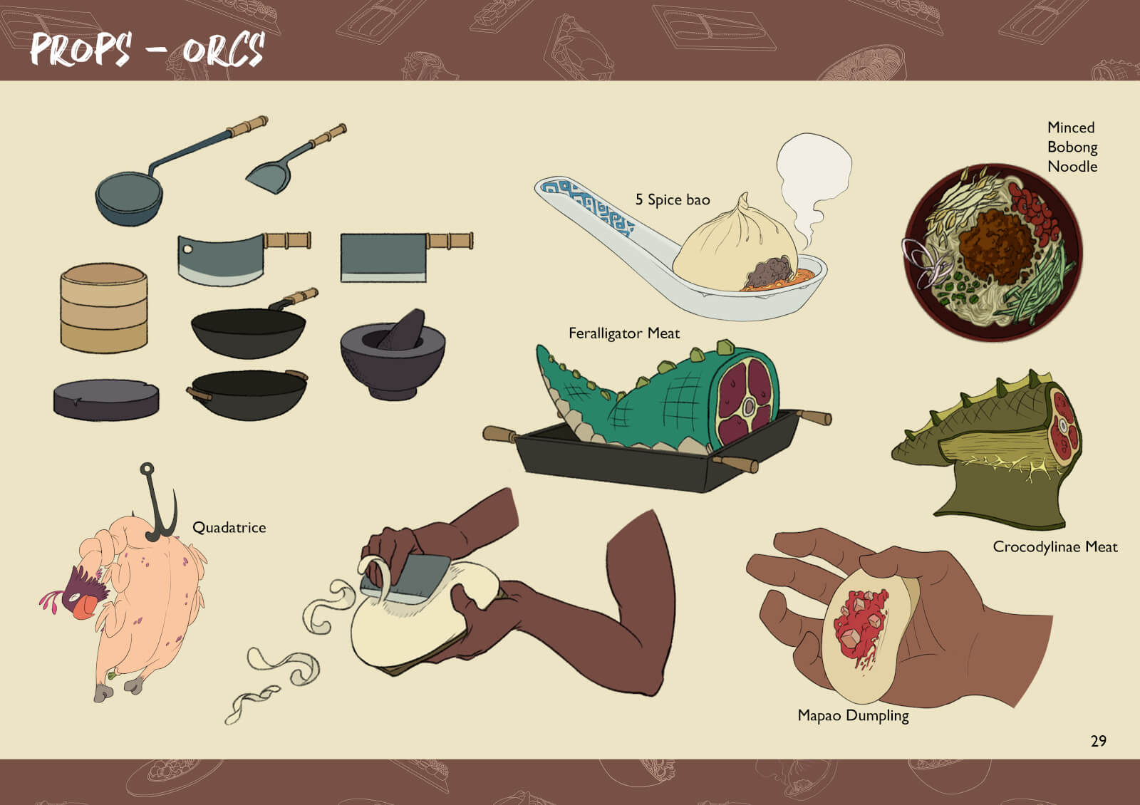 Food and cooking prop drawings