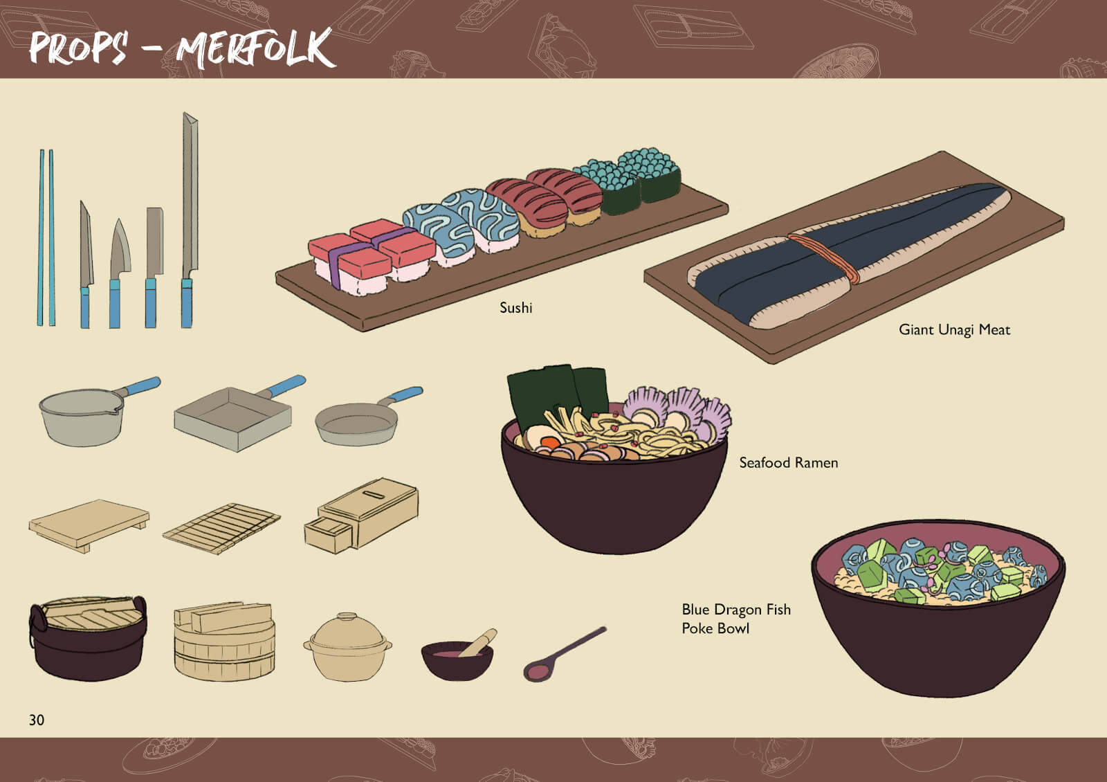 Food and cooking prop drawings