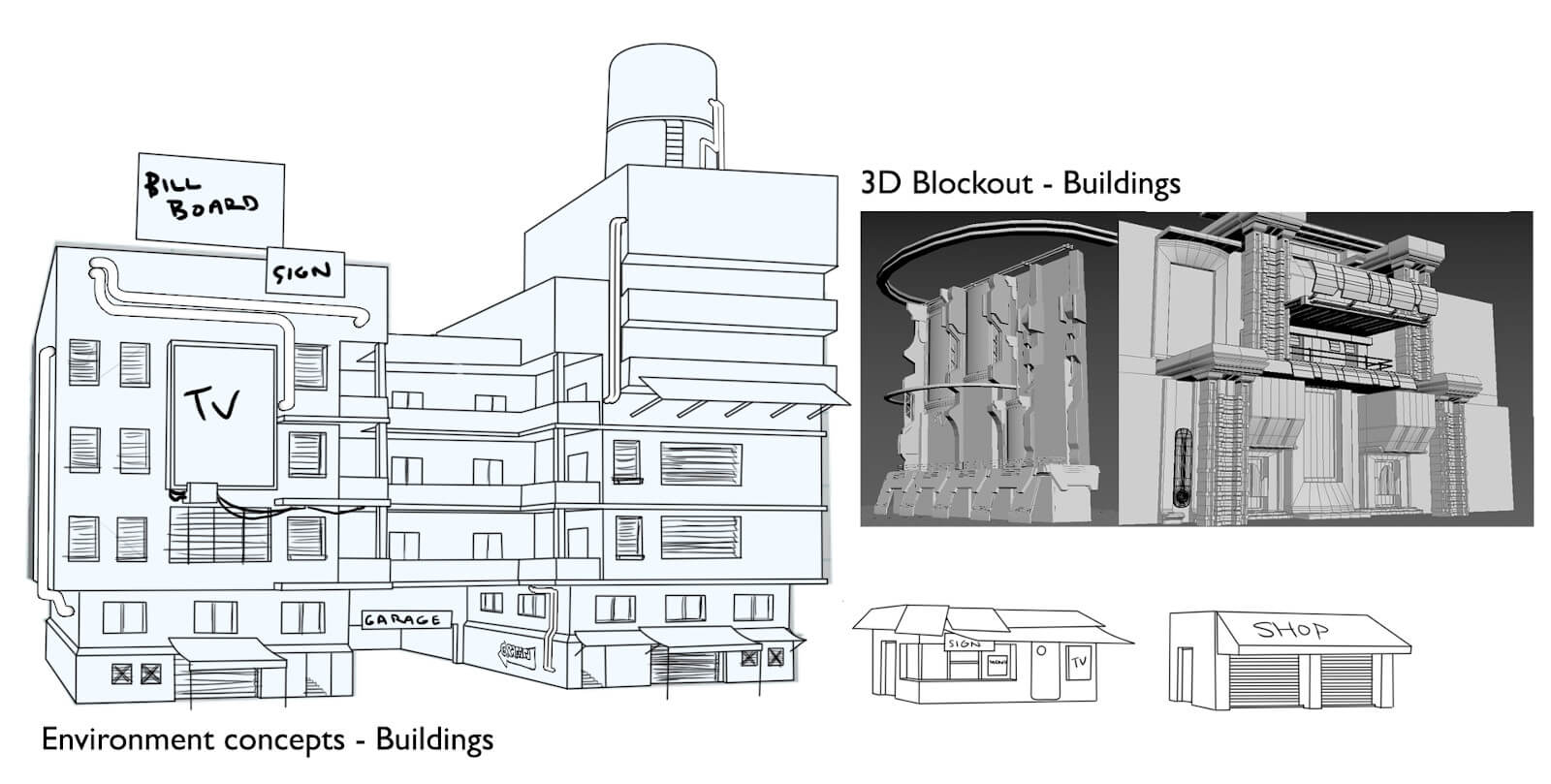 Building concept and 3D blockout art