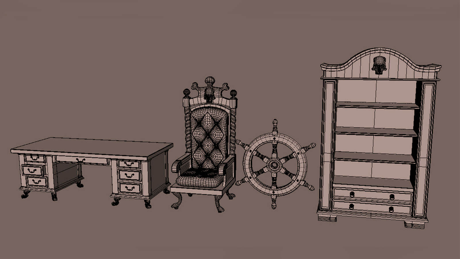Image depicting untextured furniture 3D objects