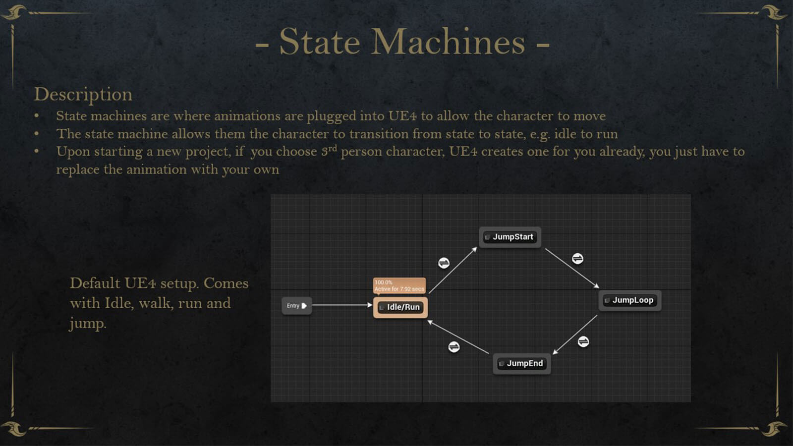 Image of Unreal Engine 4 state machine setup for character movement