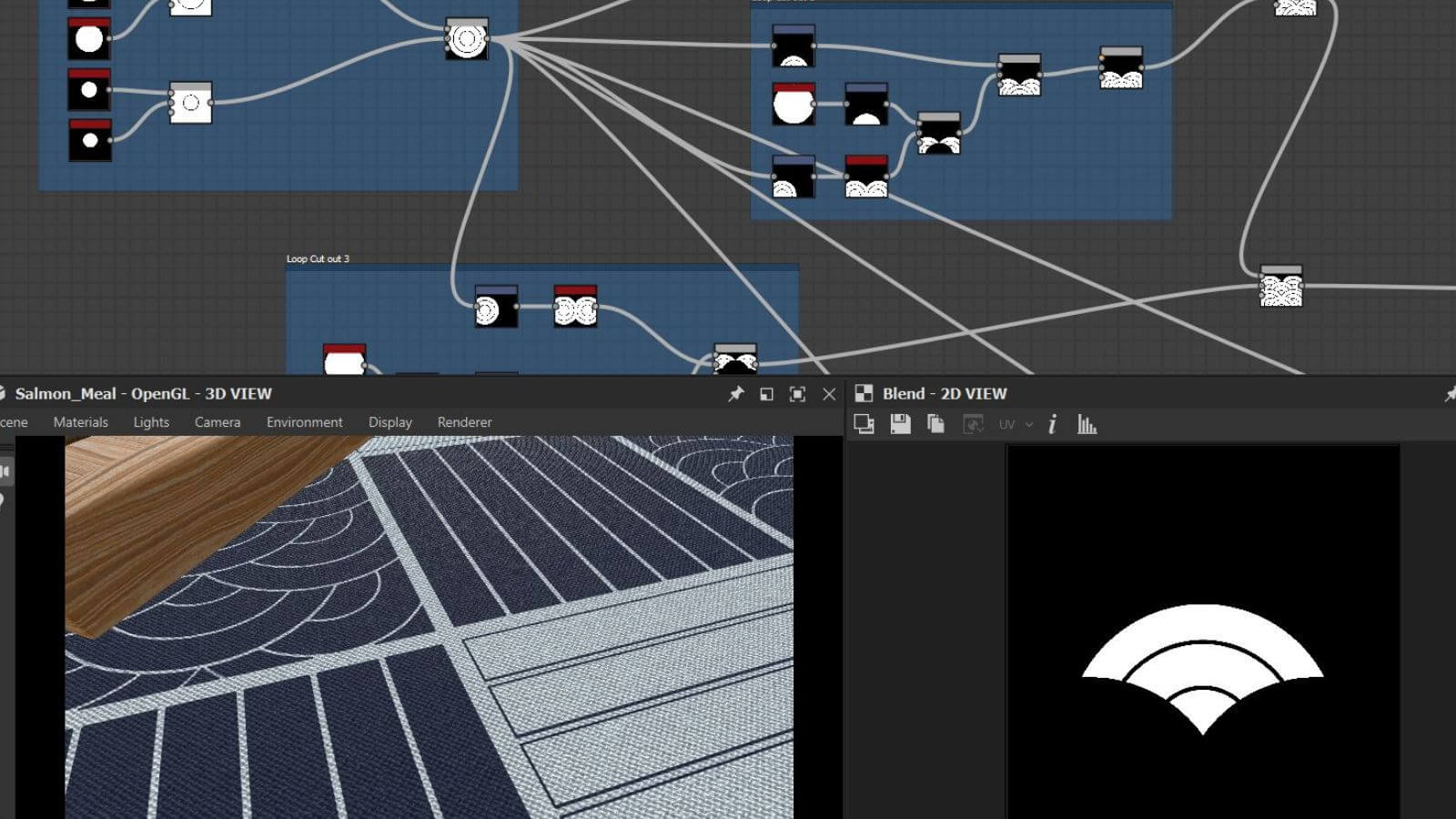 Workflow chart and close-up mat image in Substance 3D Designer