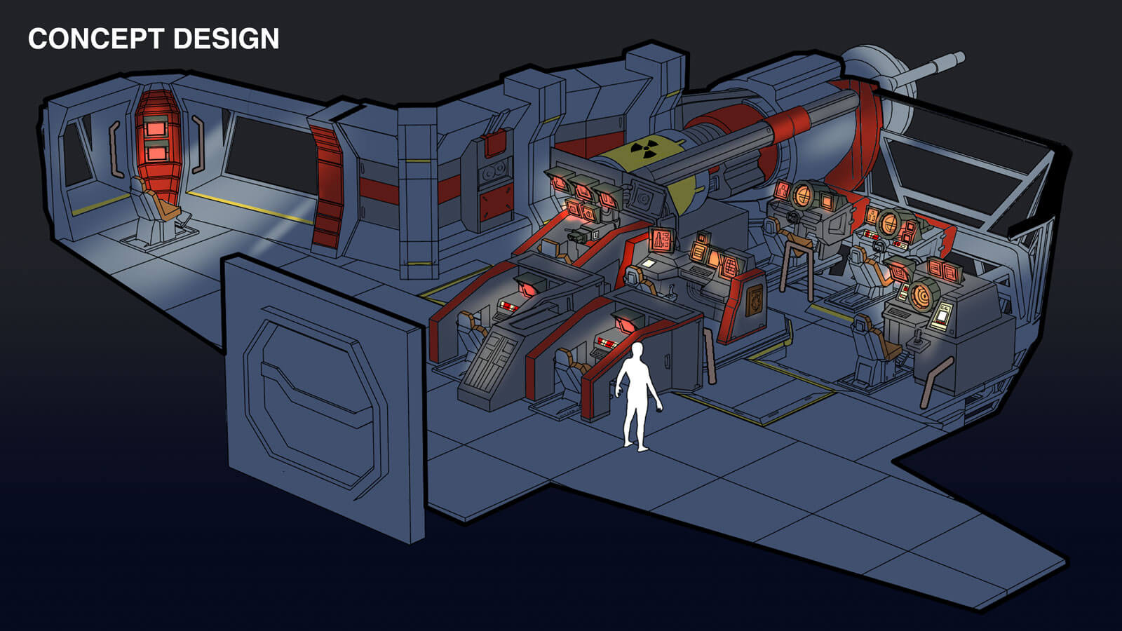 Isometric view of a concept design of The Odysseus cockpit area