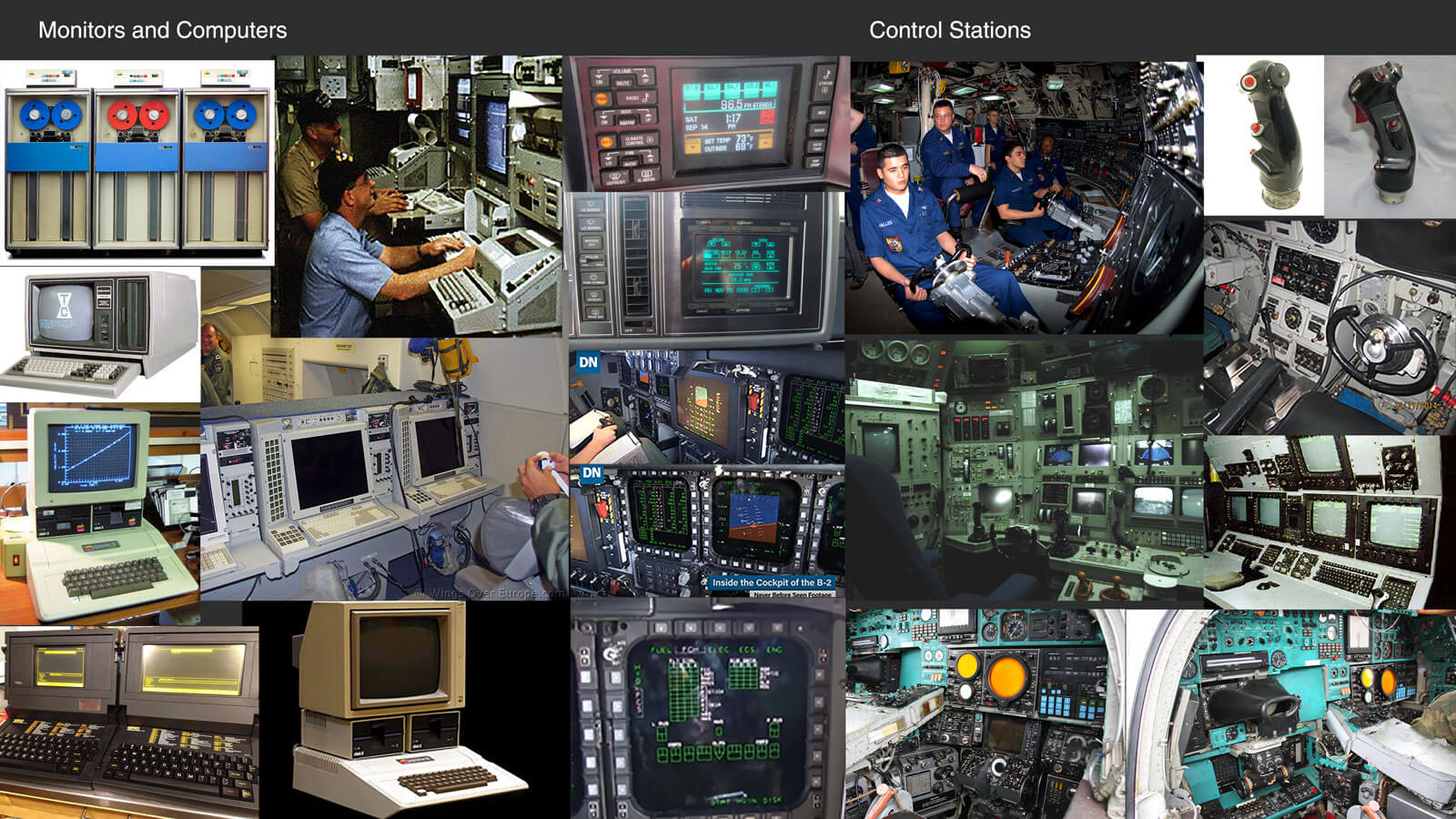 A collage of reference images of HUD screens and other diagnostic devices