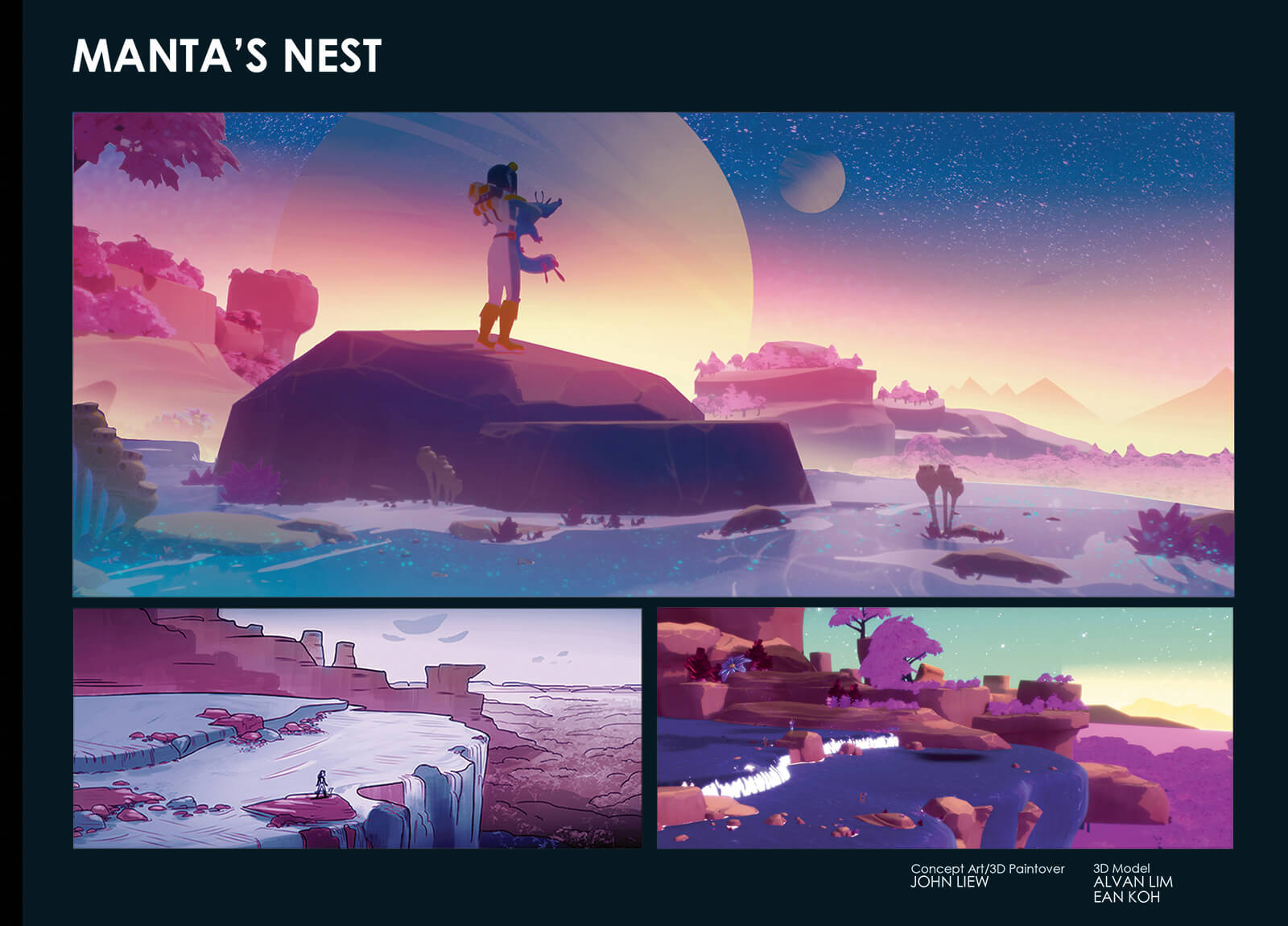Images of the manta’s nest; concept art and 3D paintover by John Liew and 3D model by Alvan Lim and Ean Koh.