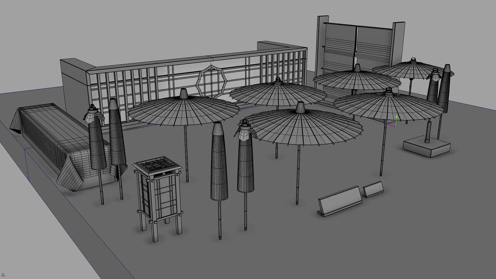 Mid-process 3D render of an traditional japanese room 