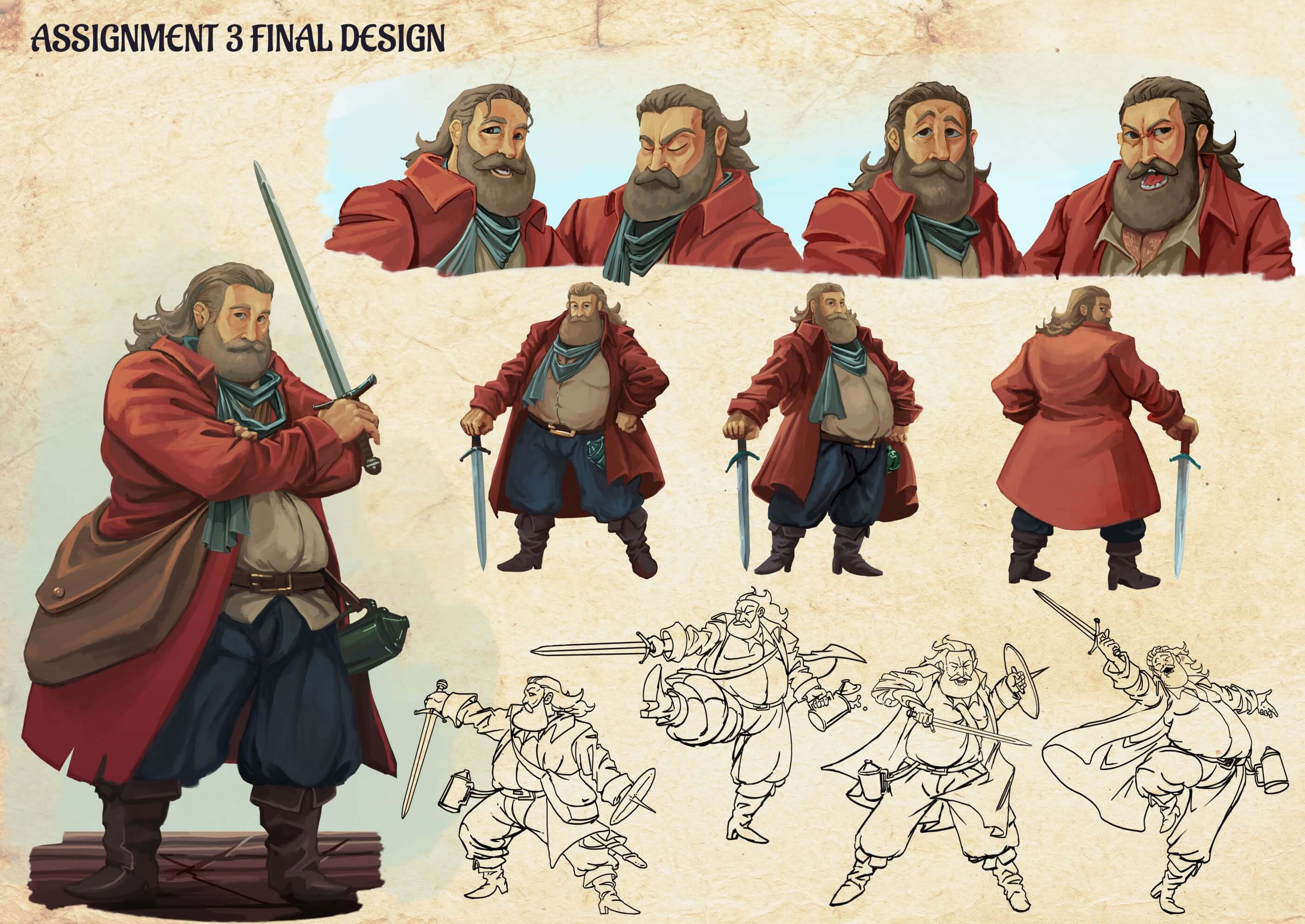 Character design of a medieval swordsman