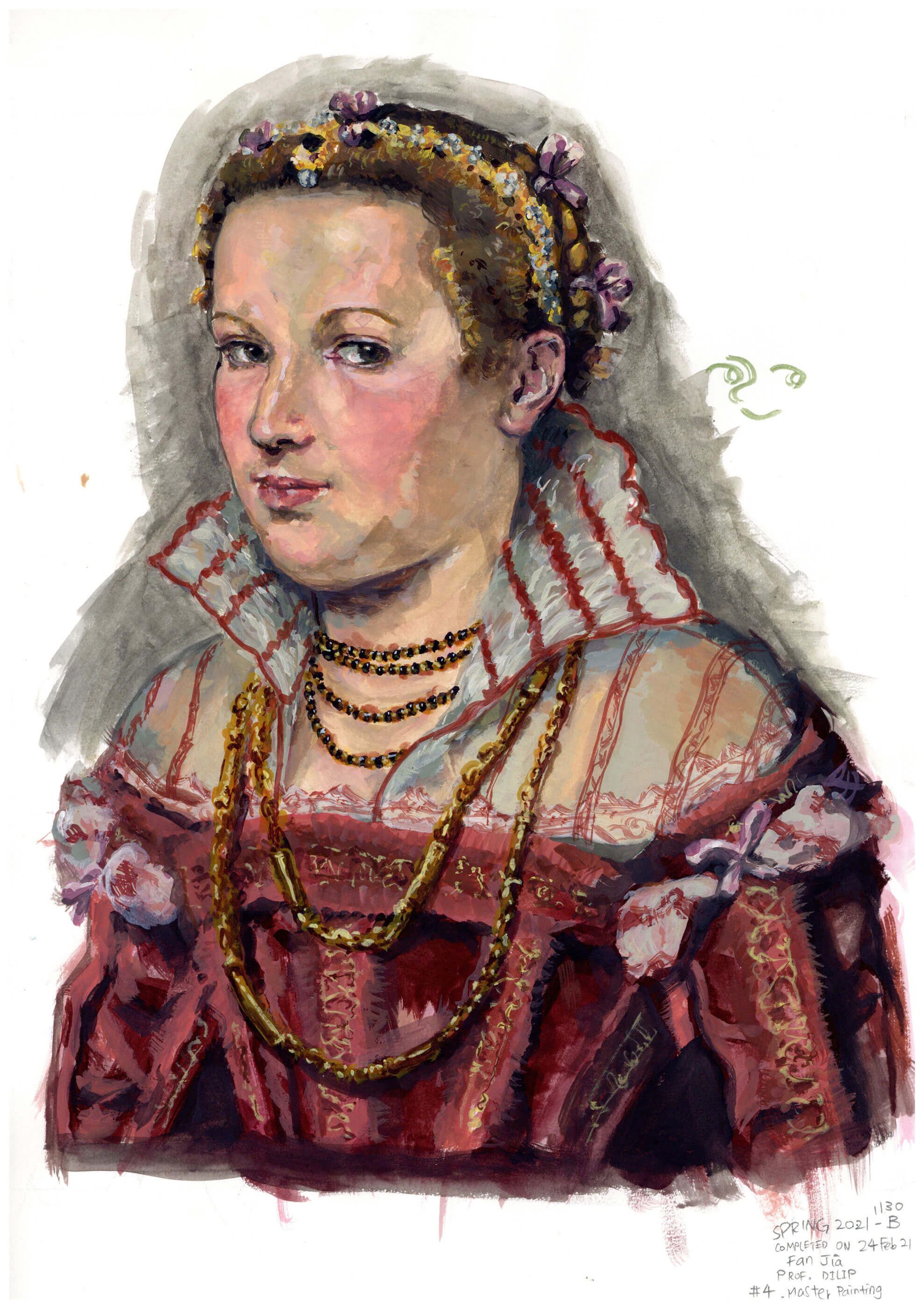 Portrait of a woman in Renaissance-era garb.