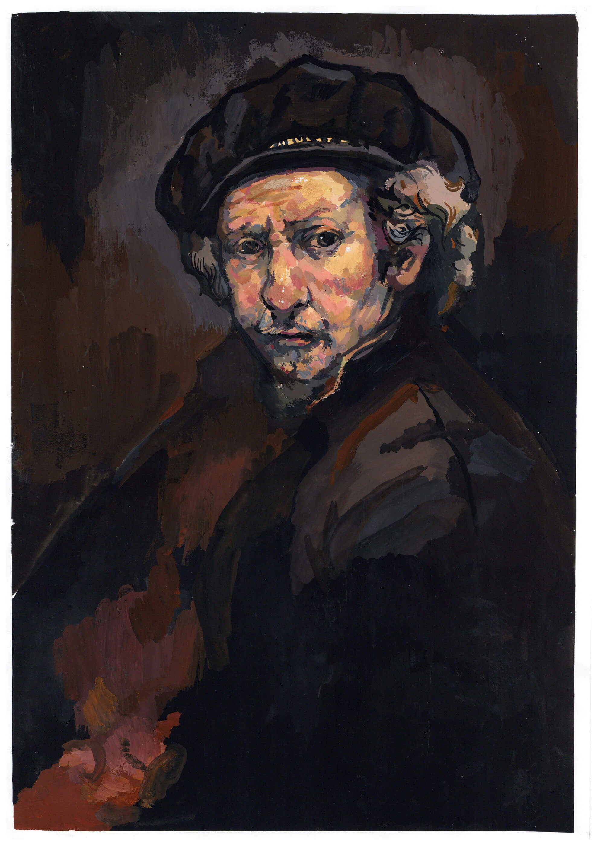 Rendition of a Rembrandt self portrait.