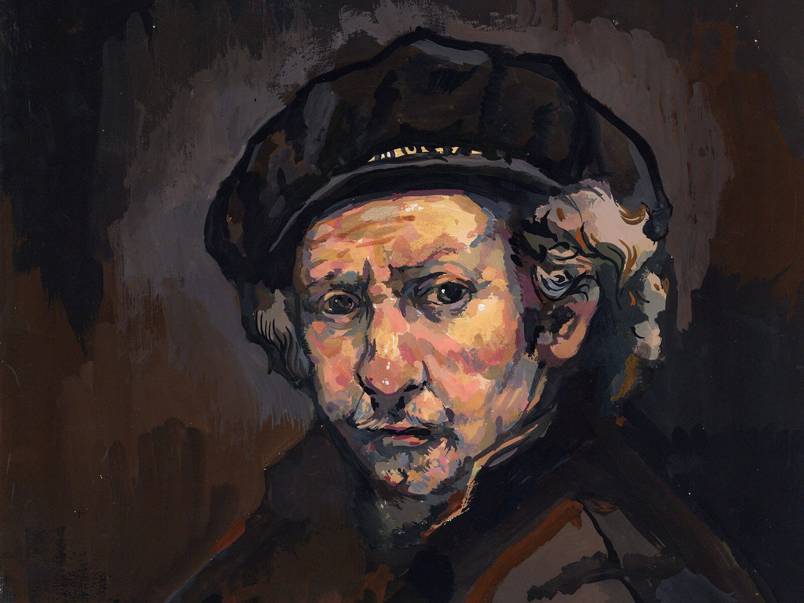 Rendition of a Rembrandt self portrait.