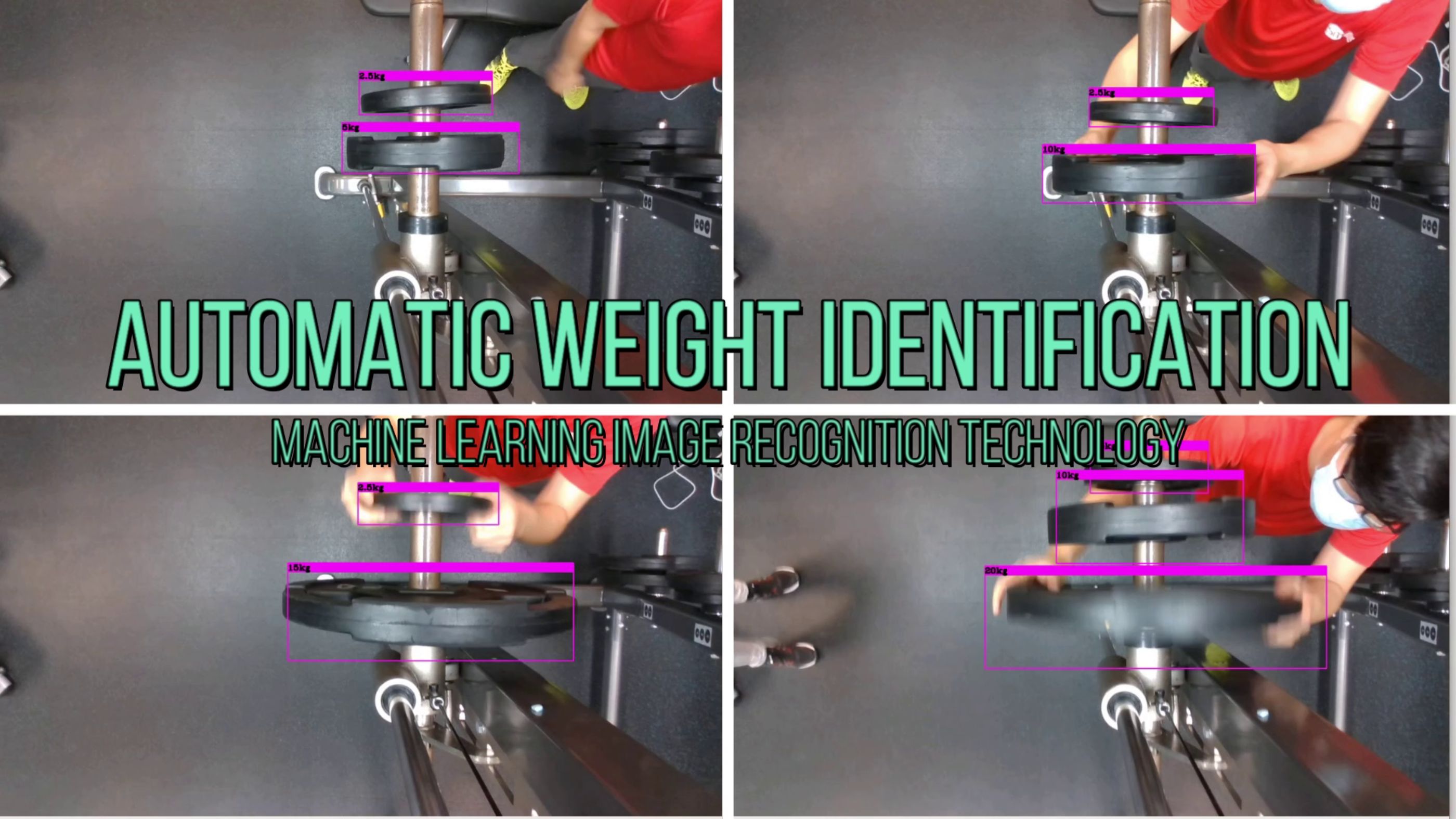 A four-square diagram showing weights being manipulated from a top view