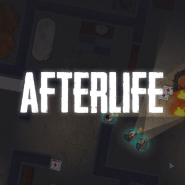 Afterlife start screen depicting the logo in large white letters.