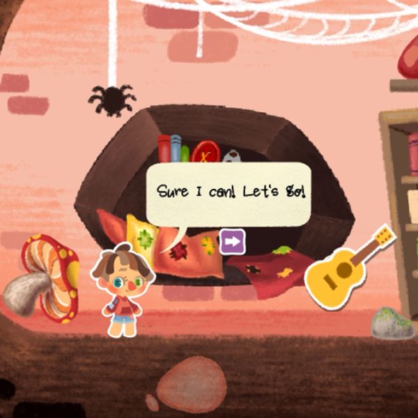 The main character, Brio, talks to a floating guitar.