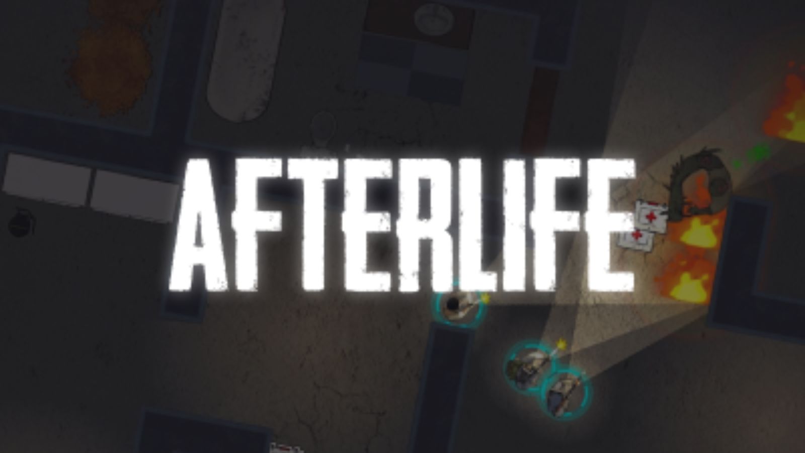 Afterlife start screen depicting the logo in large white letters.