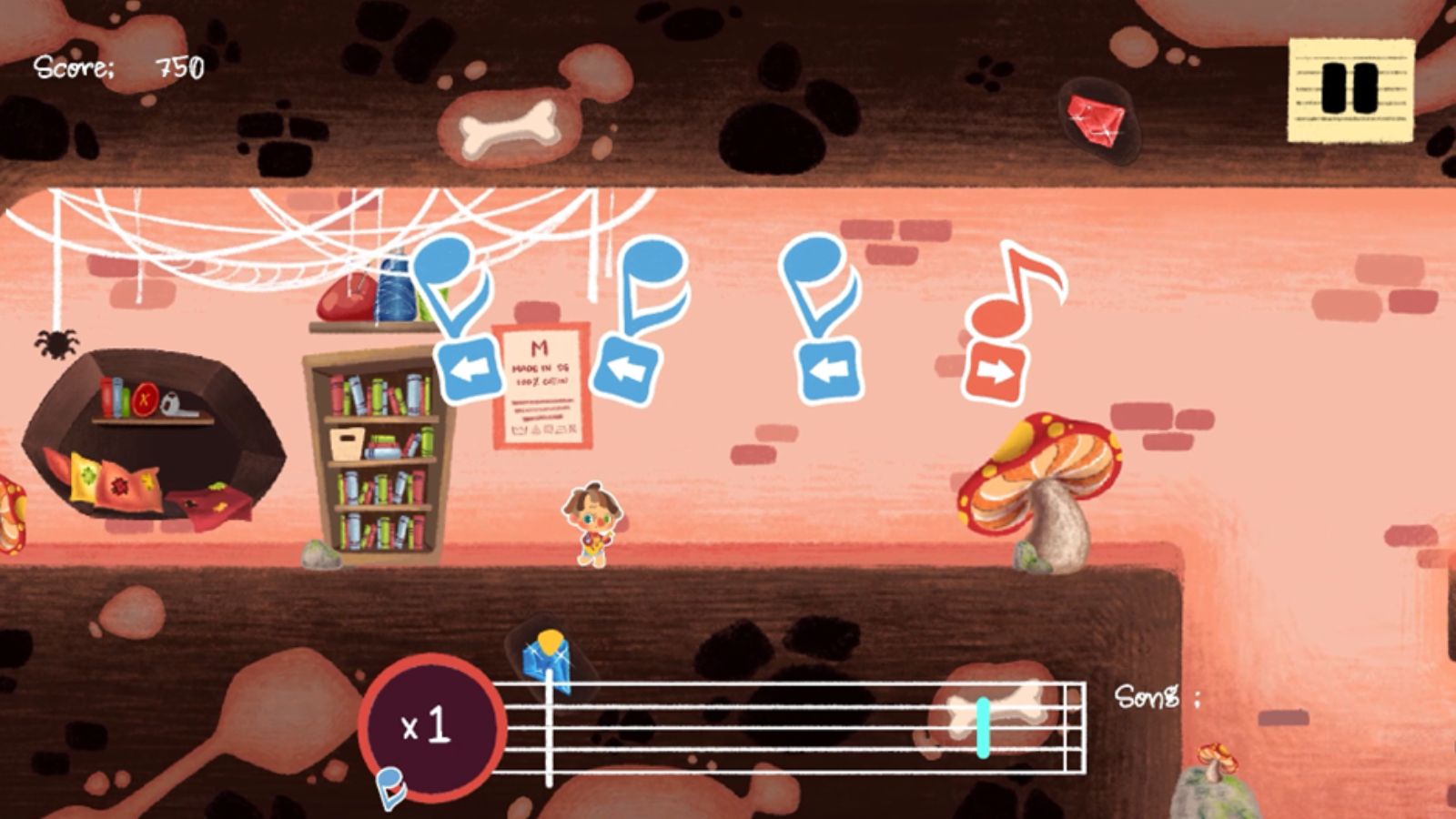 The protagonist, Brio, walks forward while holding a guitar. 