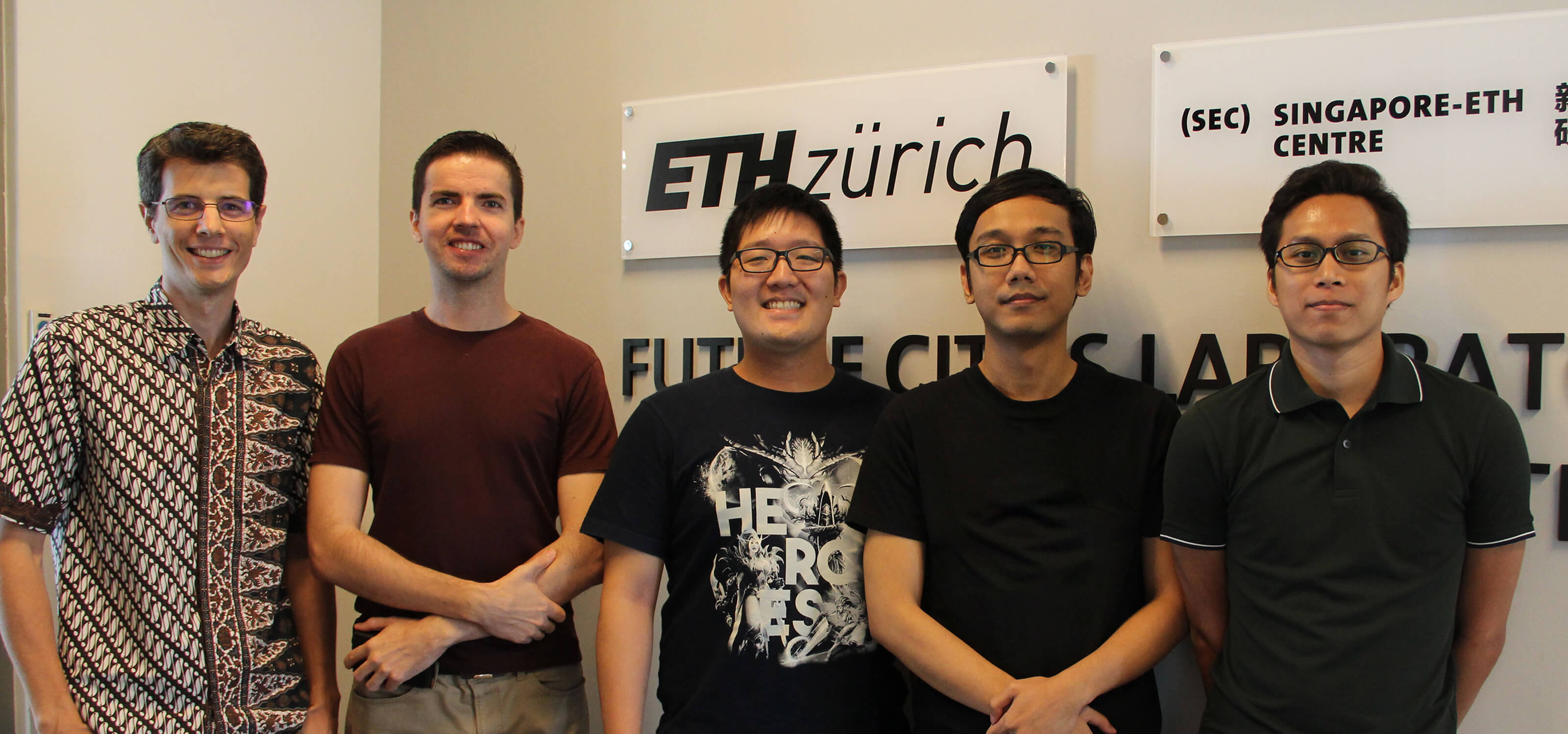 Group photo of five people at the Singapore-ETH Centre.