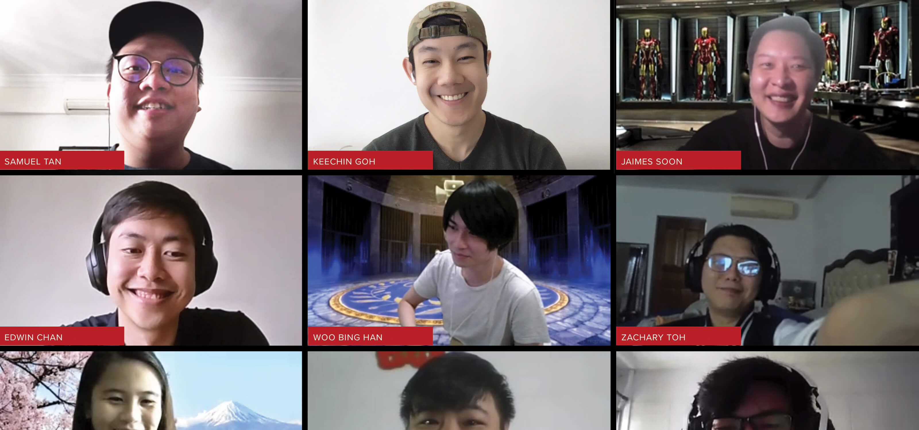 Screenshot of a video conference call of alumni committee members