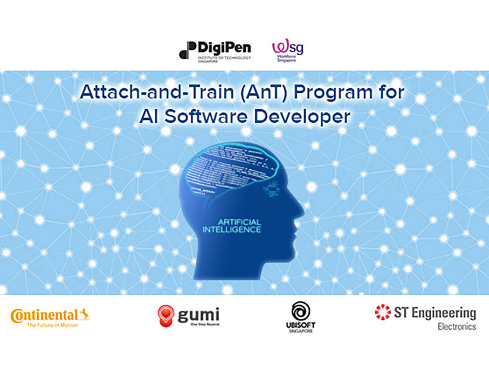 A graphic featuring a silhouette of a man's head with computer code in the brain area and the words "Artificial Intelligence" on the cheek area