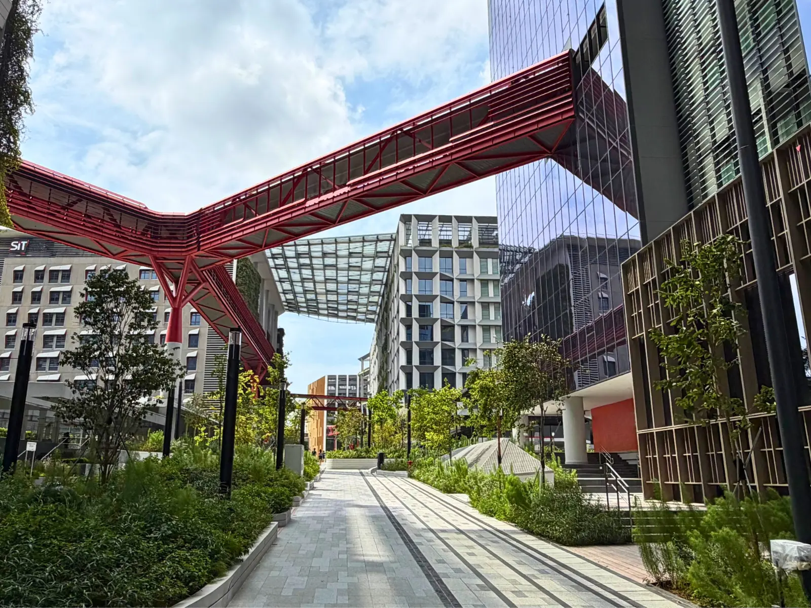 Pedestrian view of the Punggol Digital District.