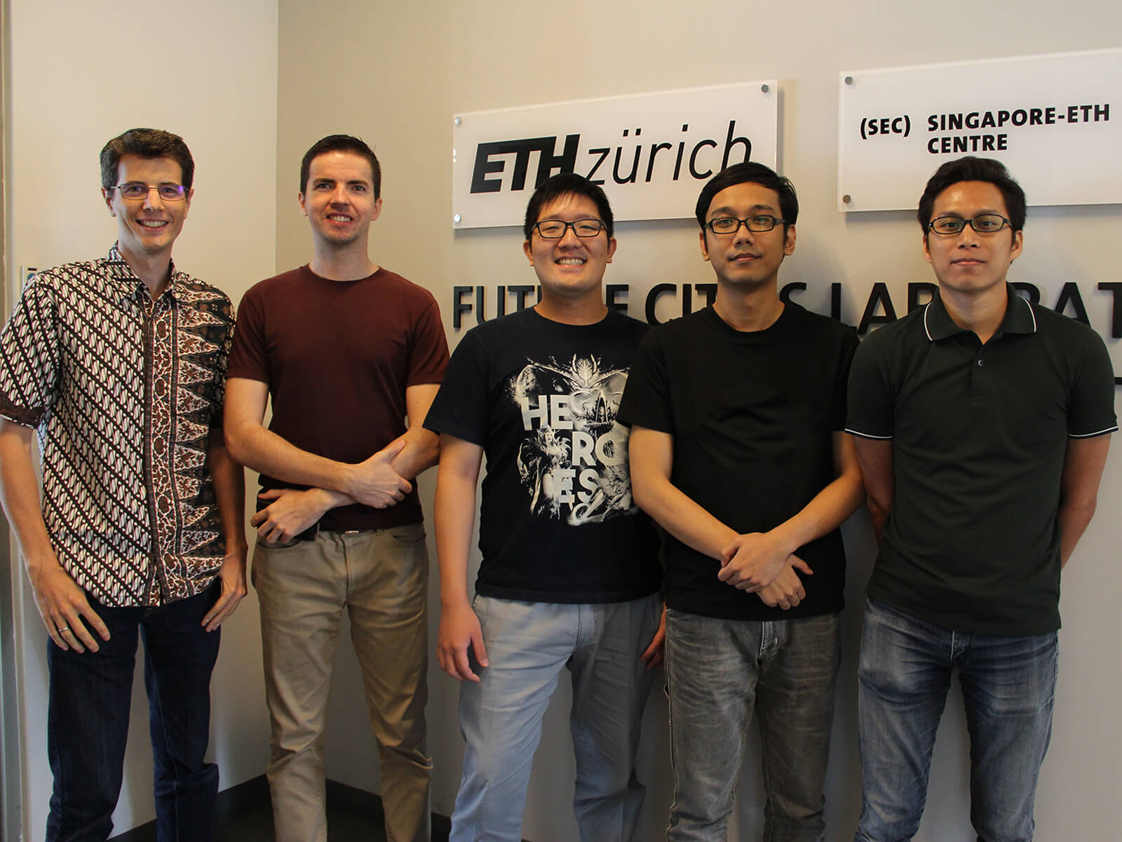 Group photo of five people at the Singapore-ETH Centre.