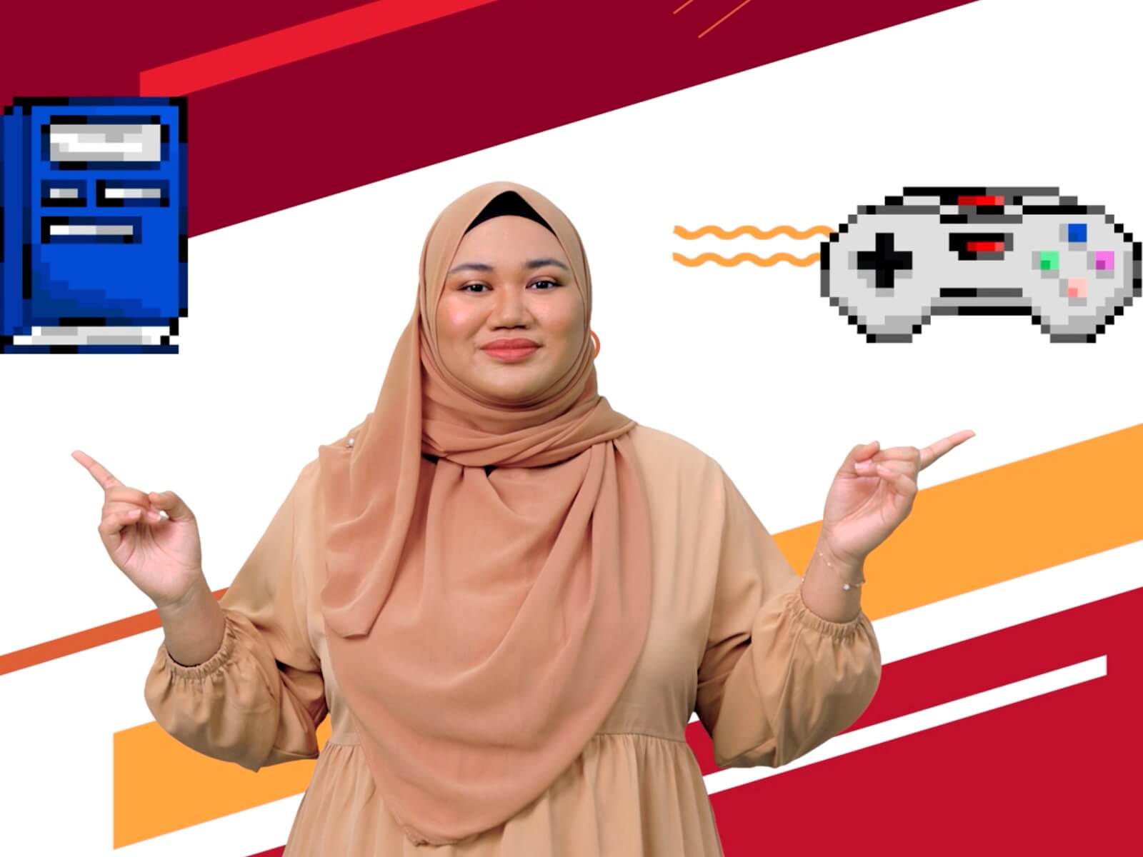 DigiPen Singapore alumni Nur Aini poses in an infographic