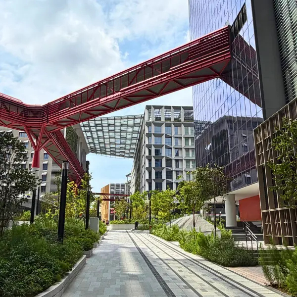 Pedestrian view of the Punggol Digital District.