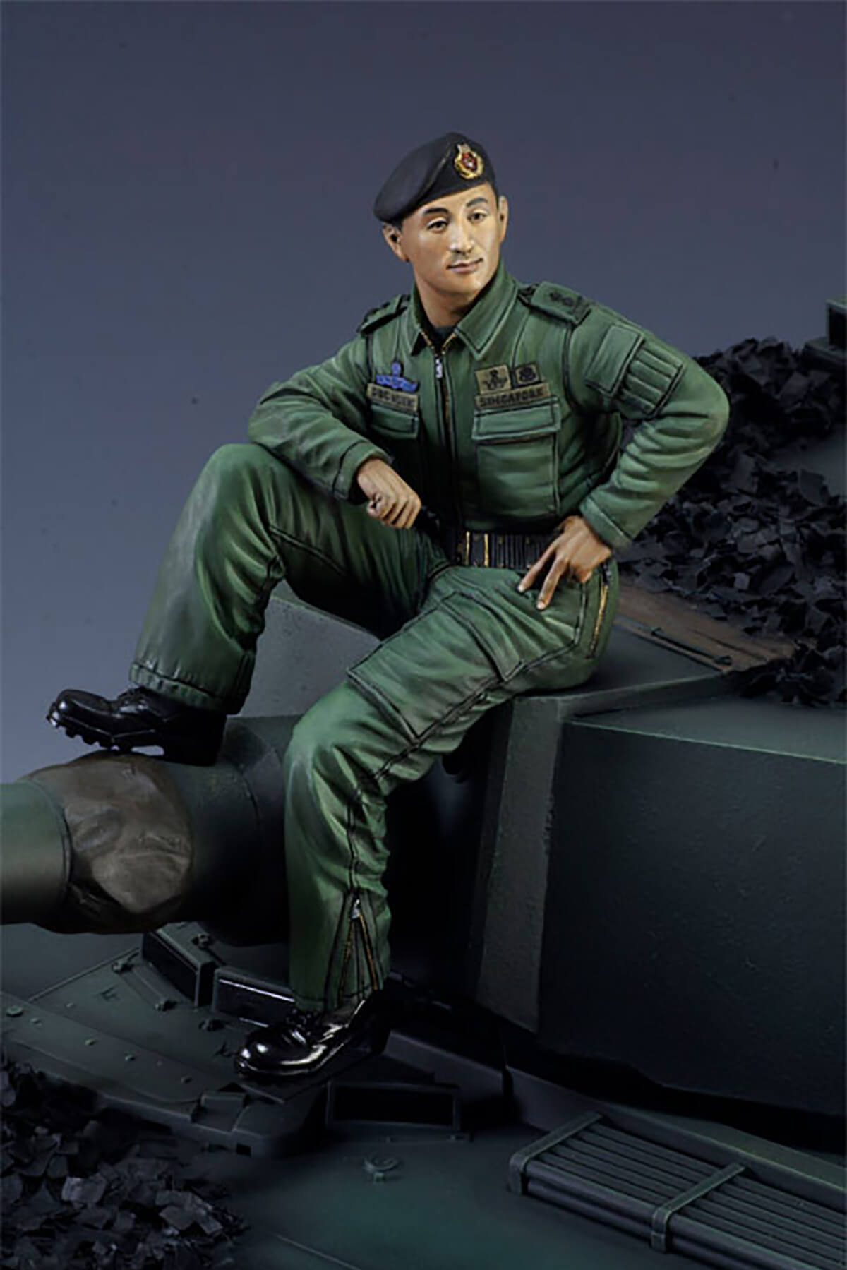 Miniature portrait of Singapore Army Major General Desmond Kuek created by DigiPen (Singapore) faculty member Calvin Tan