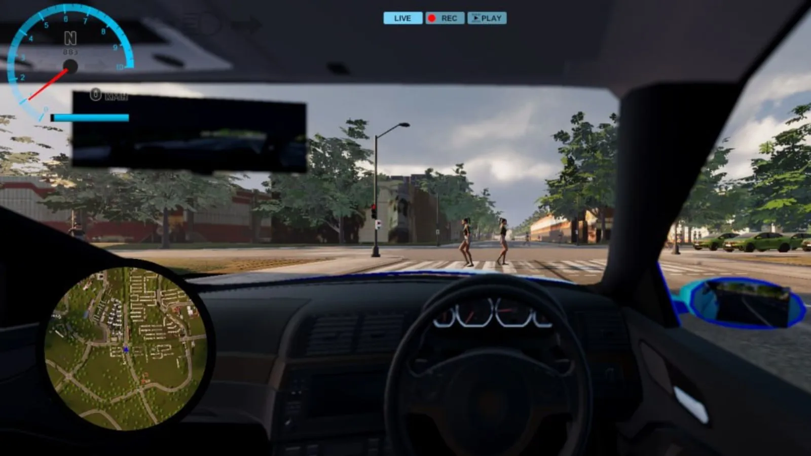 In-car rendering from the driver's perspective.