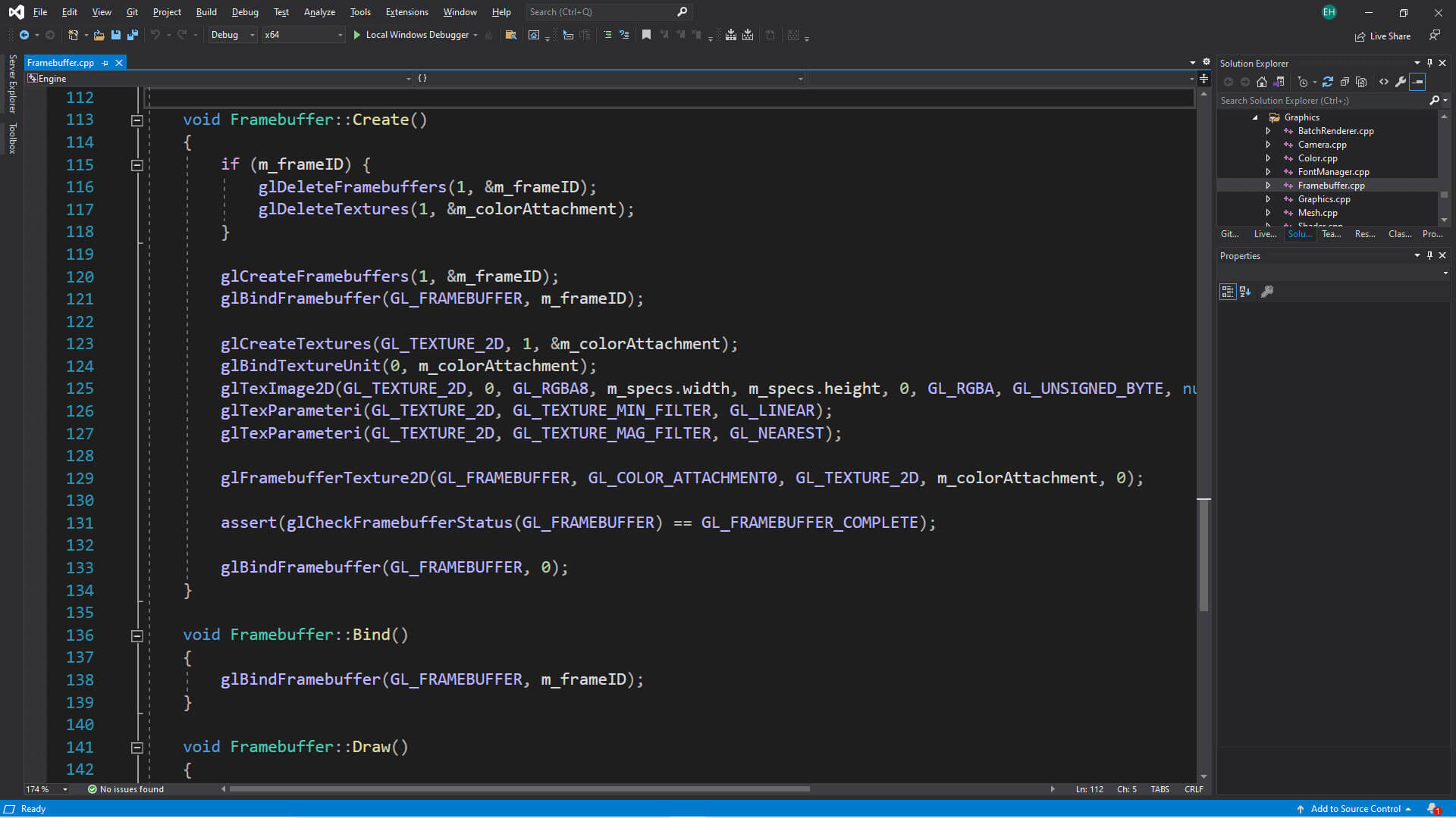 Screenshot of game engine code inside of a code editor