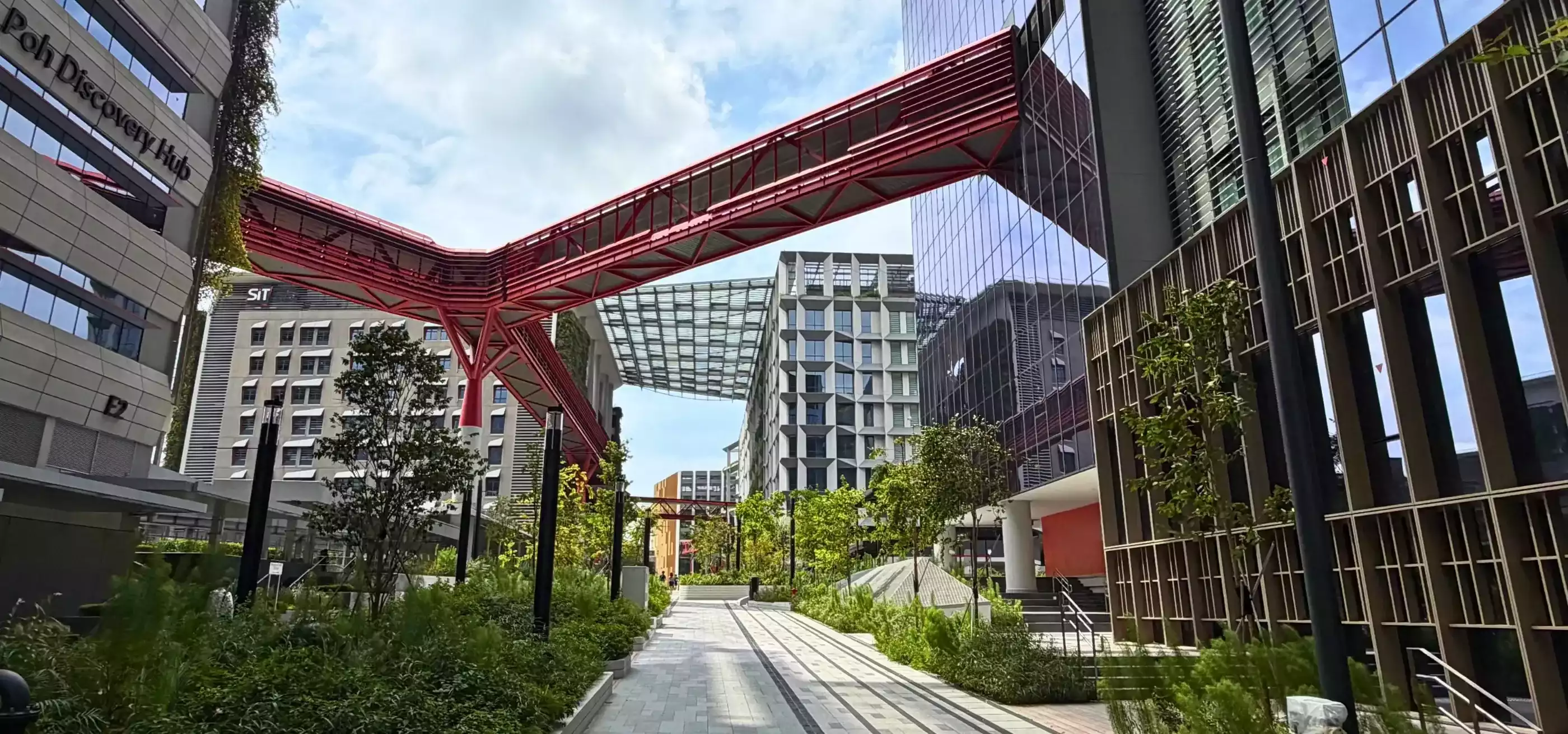 Pedestrian view of the Punggol Digital District.